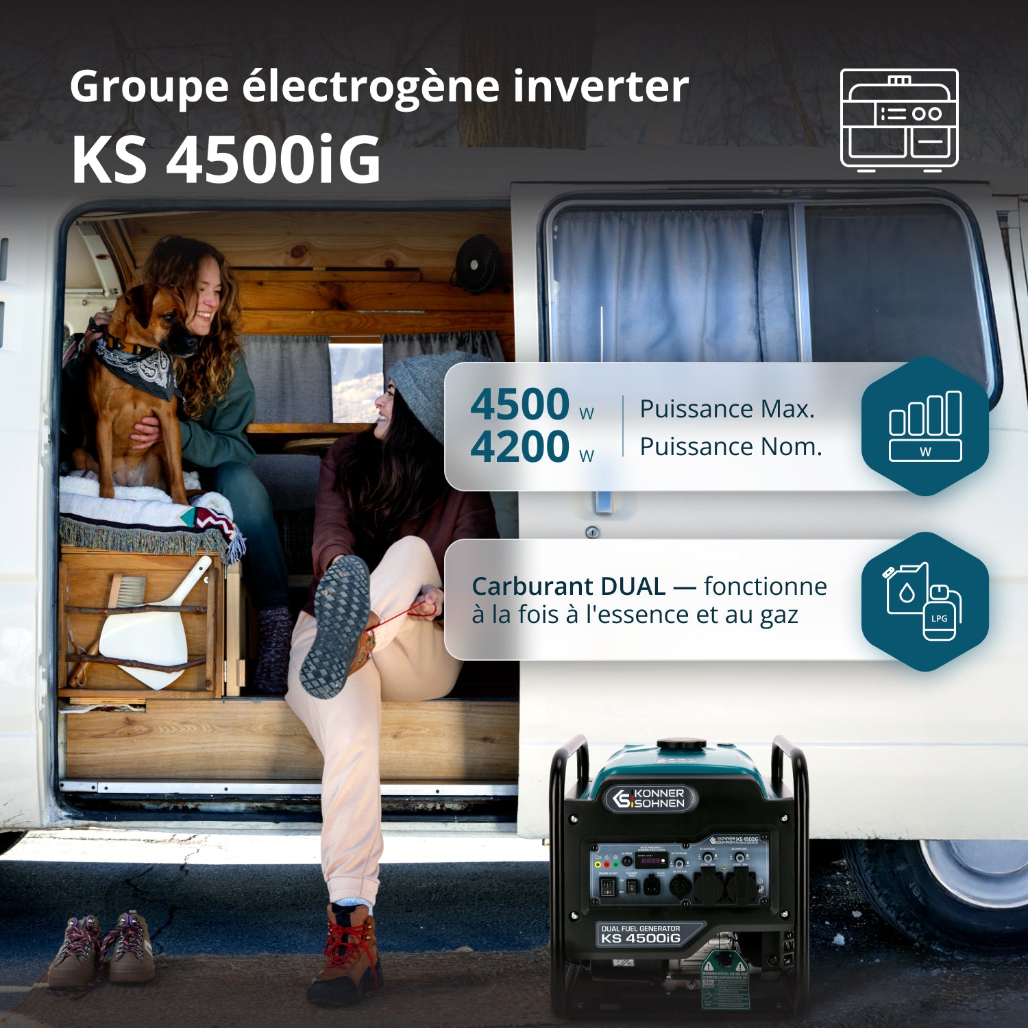 Groupe électrogène Inverter Bi-Carburant KS 4500iG