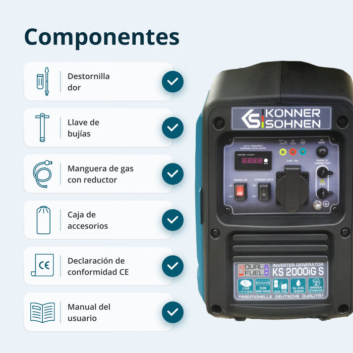Generador inverter híbrido de gas/gasolina KS 2000iG S