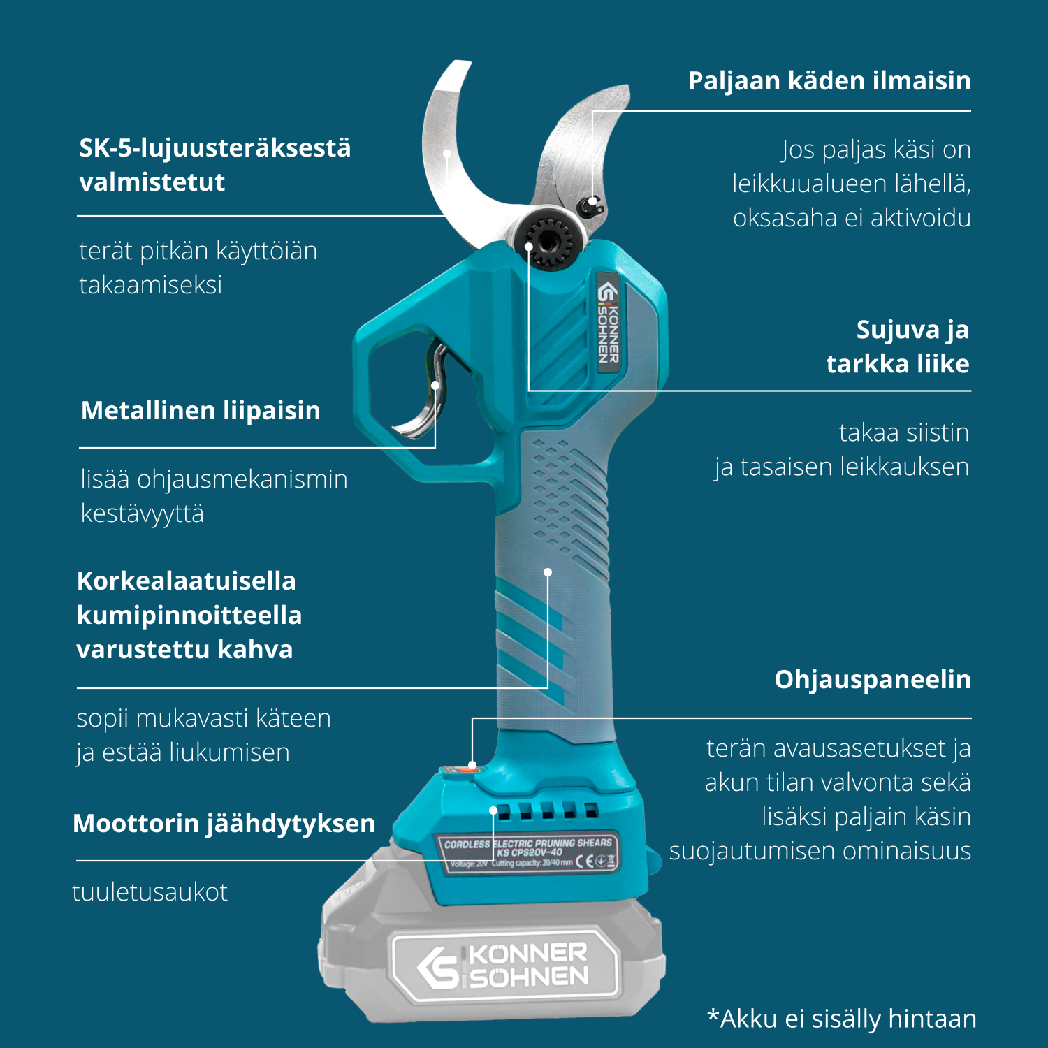 Vezeték nélküli elektromos metszőolló KS CPS20V-40