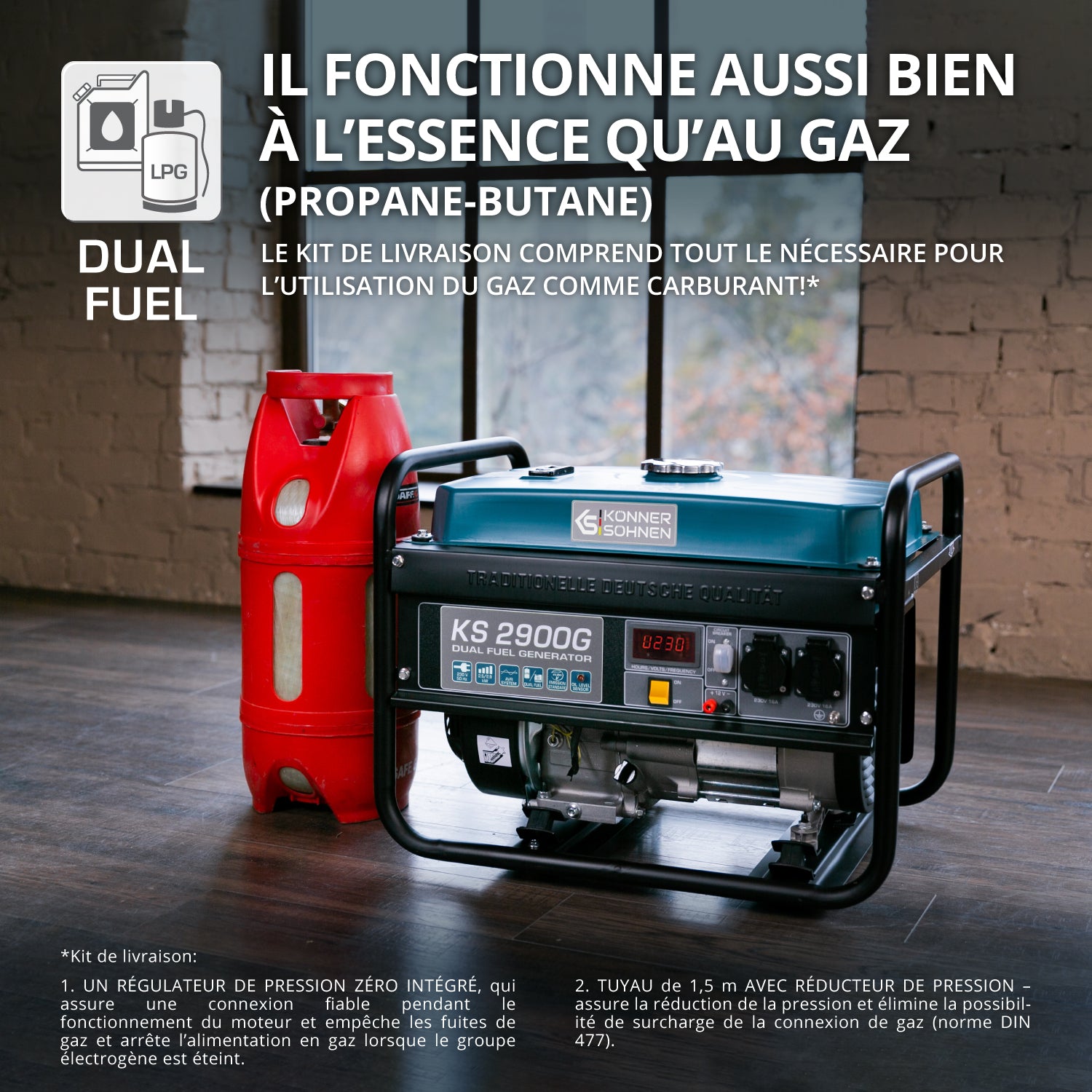 Groupe électrogène à essence/gaz "Könner & Söhnen" KS 2900G
