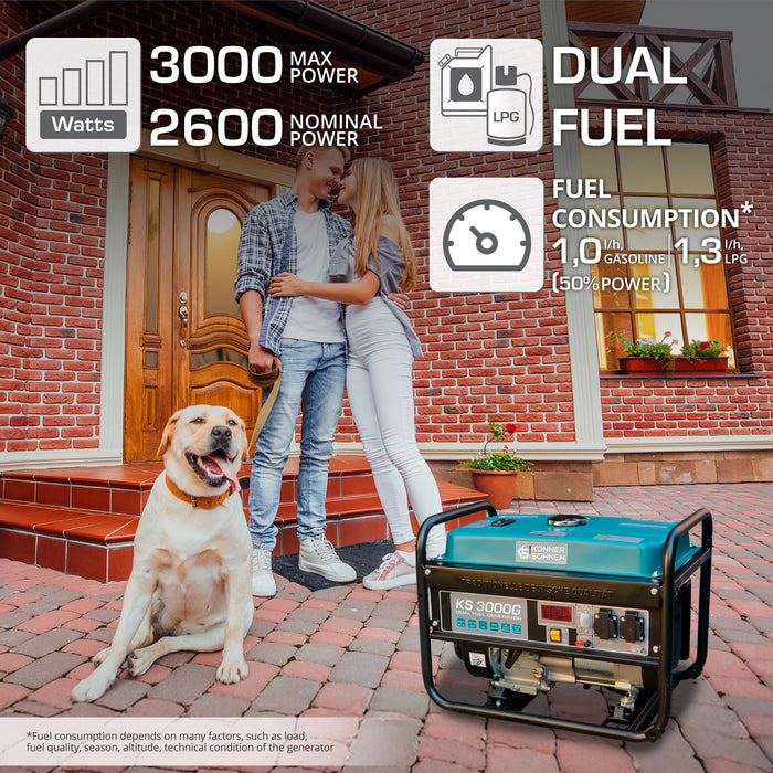 LPG/Benzin Generátor „Könner & Söhnen” KS 3000G