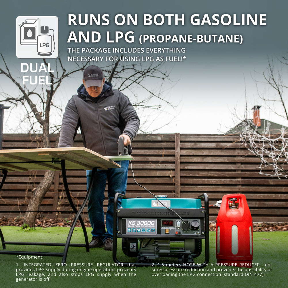 LPG/Benzin Generátor „Könner & Söhnen” KS 3000G