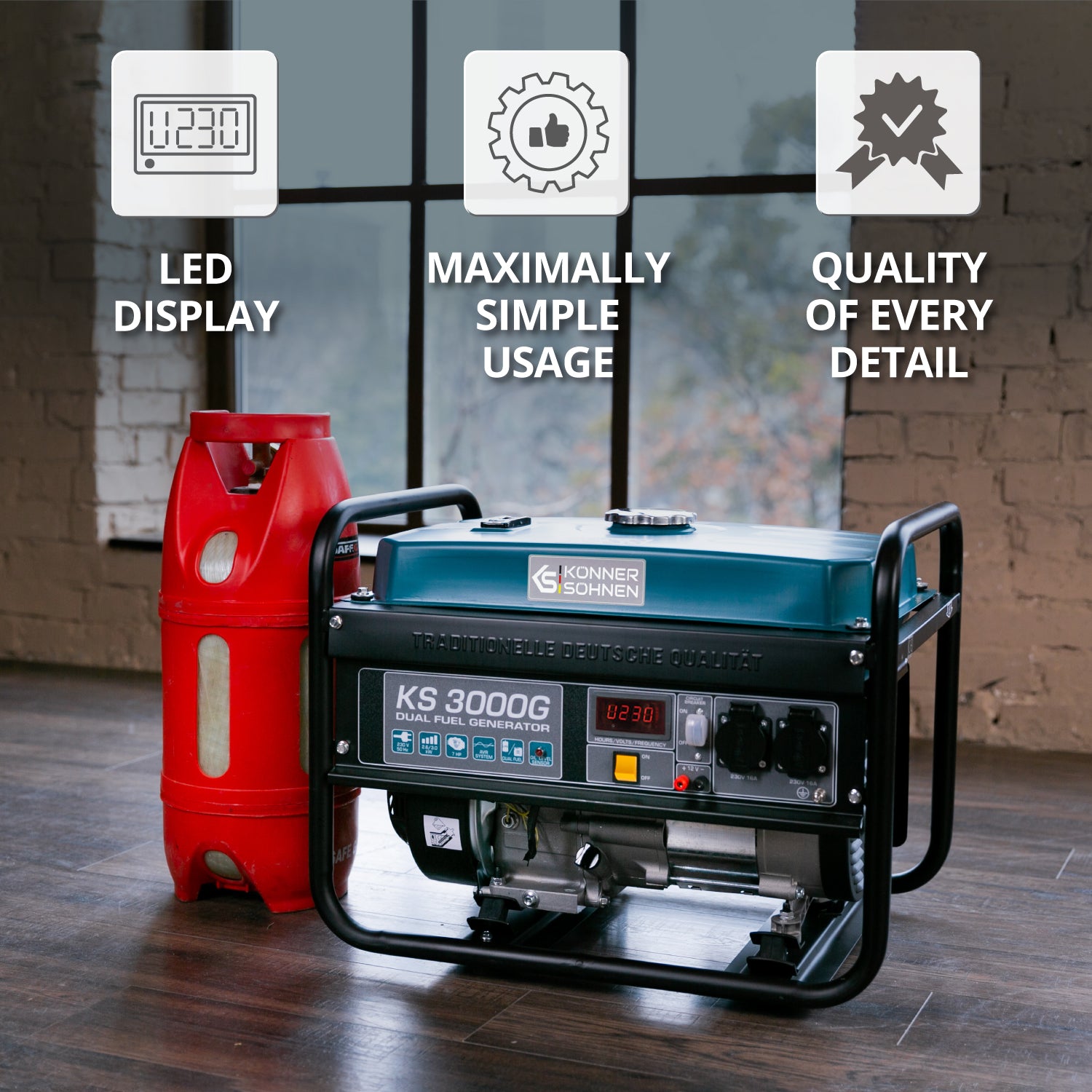 LPG/Benzínový generátor „Könner & Söhnen“ KS 3000G