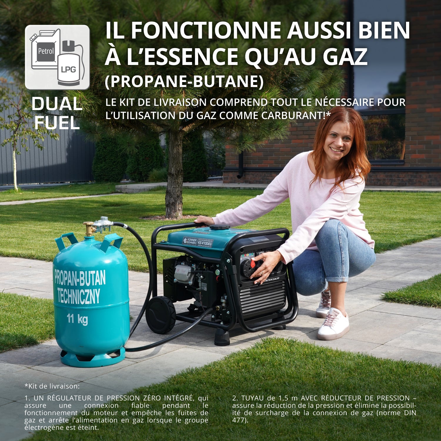 Groupe électrogène à essence-gaz de type inverter KS 4100iEG