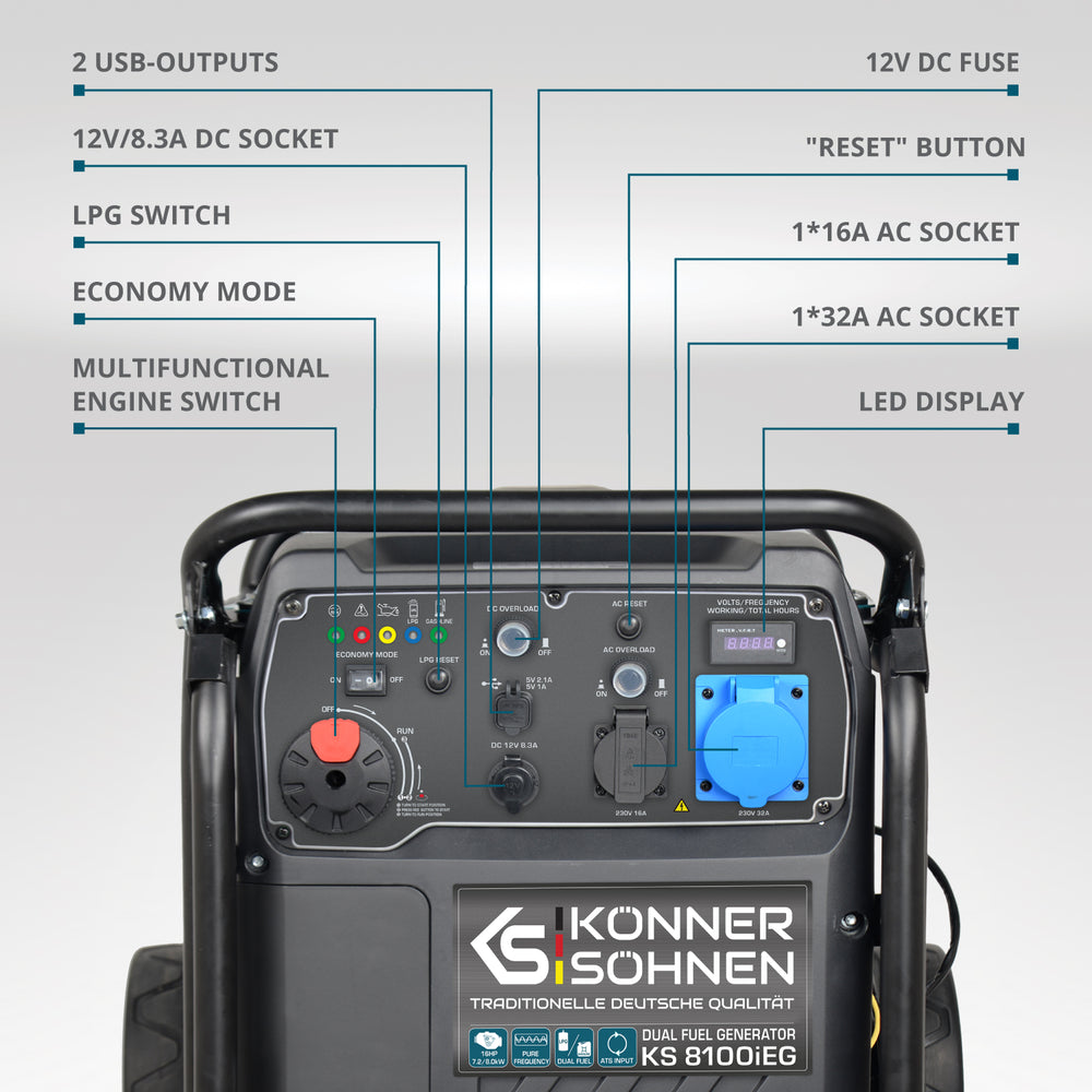 Gerador inversor a GPL/gasolina KS 8100iEG