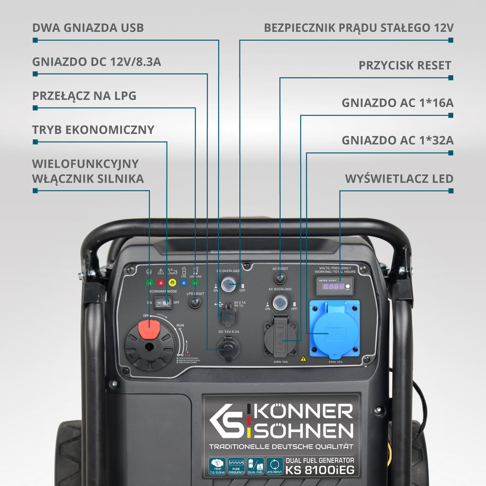Inwerterowy generator LPG/benzyna KS 8100iEG (Odnowiony – Stan dobry)