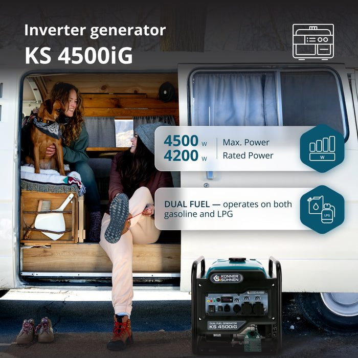 Dubbelt bränsle invertergenerator KS 4500iG