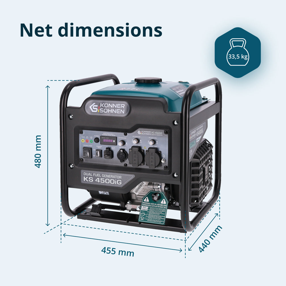 Dubbelt bränsle invertergenerator KS 4500iG