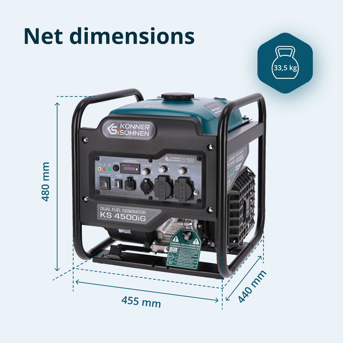 Dubbelt bränsle invertergenerator KS 4500iG