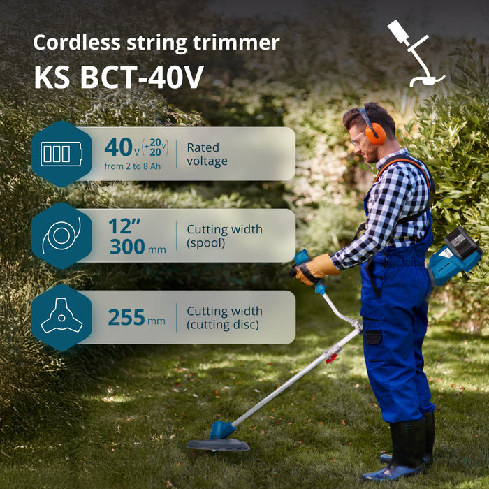 Cortador de relva sem fios e aparador de cordas KS BCT-40V