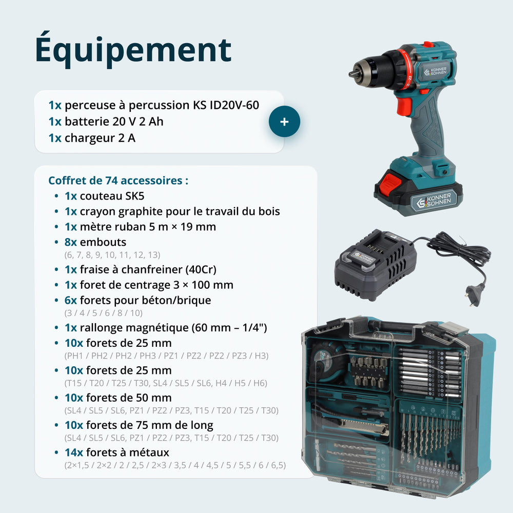 Sans Fil KS ID20V-60 KIT 74 PLUS