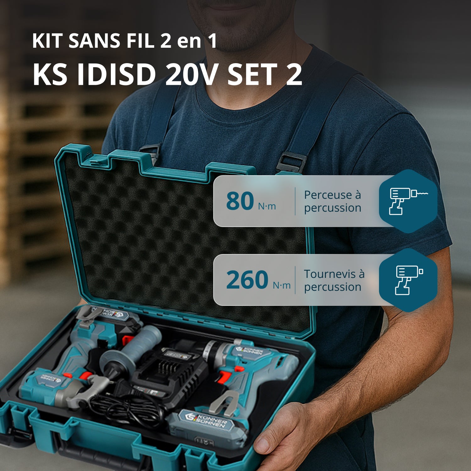 KS IDISD 20V SET 2 Kit d’outils sans fil  Master Set 2en1