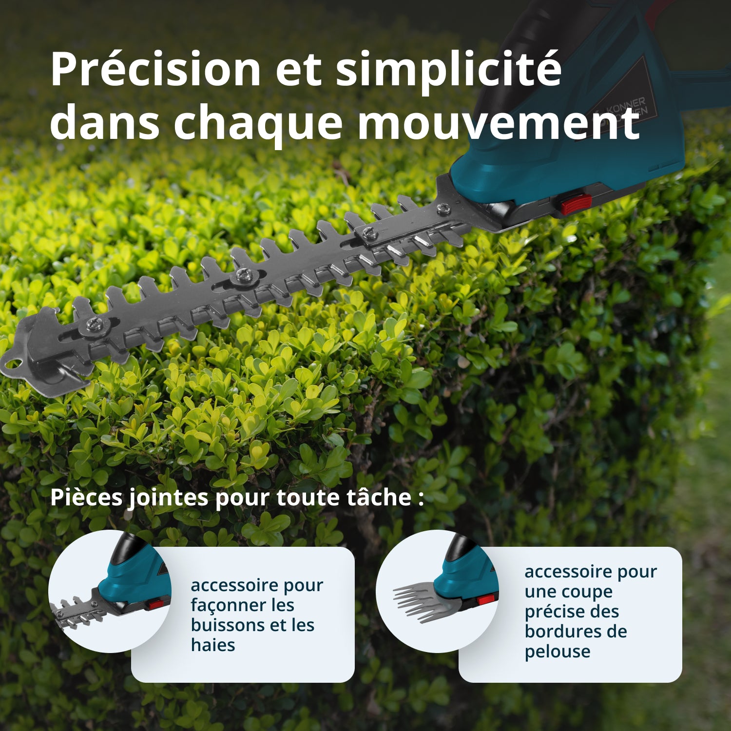 Taille-haie et cisaille à gazon 2 en 1 sans fil avec manche télescopique KS SHT-20V + Extension Pole