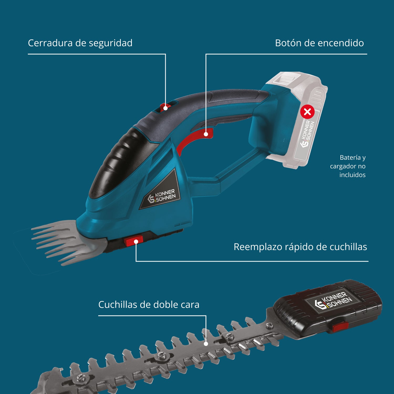 Tijeras de césped y cortasetos 2 en 1 inalámbricas KS SHT-20V