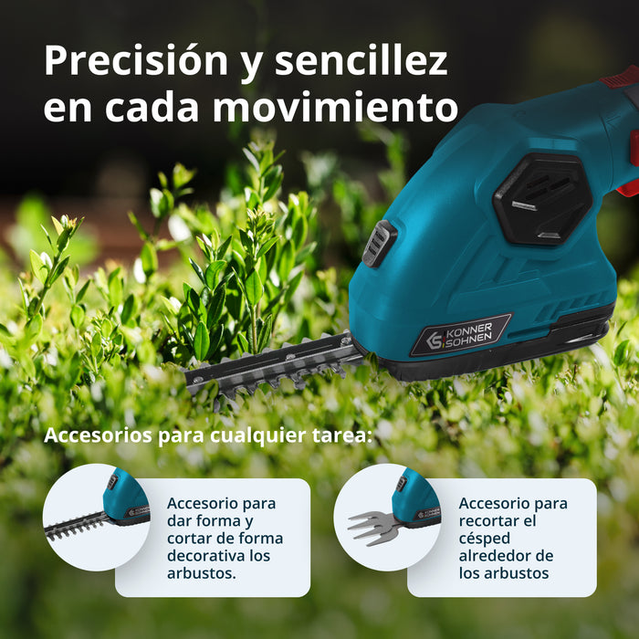 Tijeras de césped y cortasetos 2 en 1 inalámbricas con poste de extensión telescópico KS SHT-8V + Extension Pole