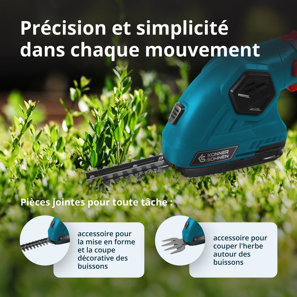 Taille-haie et cisaille à gazon 2 en 1 sans fil avec manche télescopique KS SHT-8V + Extension Pole
