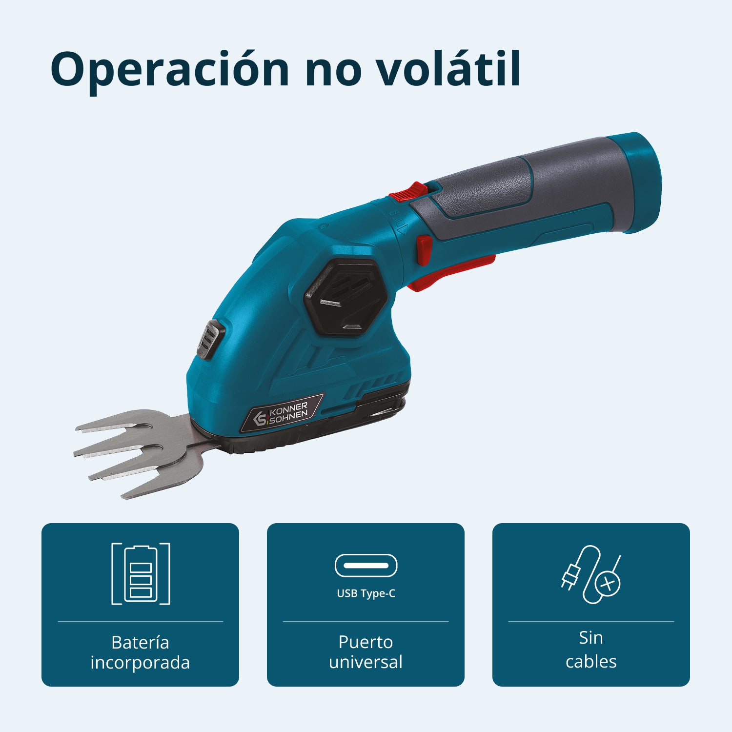 Tijeras de césped y cortasetos 2 en 1 inalámbricas con poste de extensión telescópico KS SHT-8V + Extension Pole