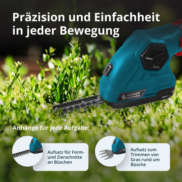 Akku-Gras- und Heckenschere 2 in 1 mit Verlängerungsgriff KS SHT-8V + Extension Pole