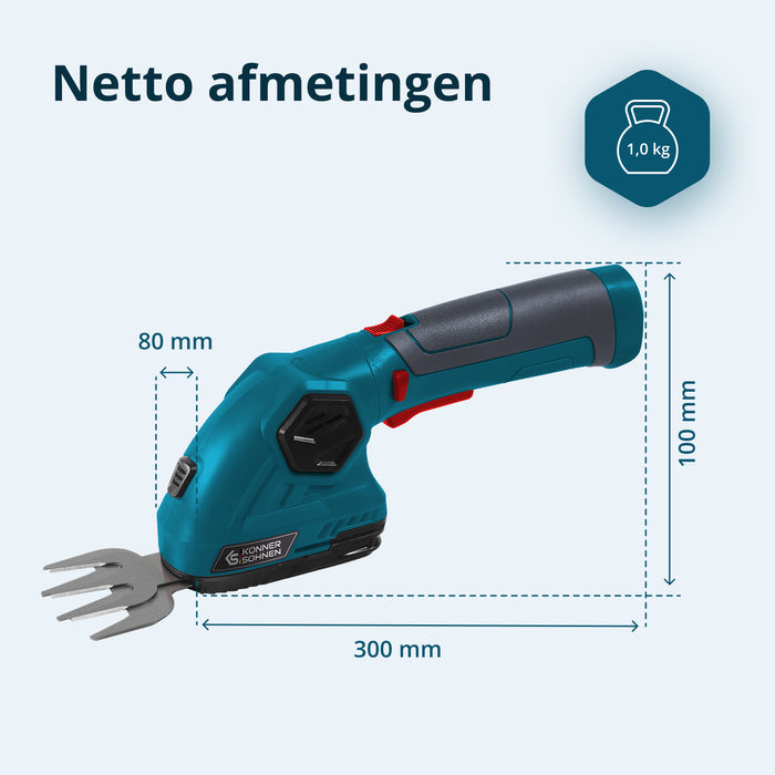 Snoerloze 2 in 1 Grasmaai- en Heggenschaar met Telescopische Verlengstok KS SHT-8V + Extension Pole