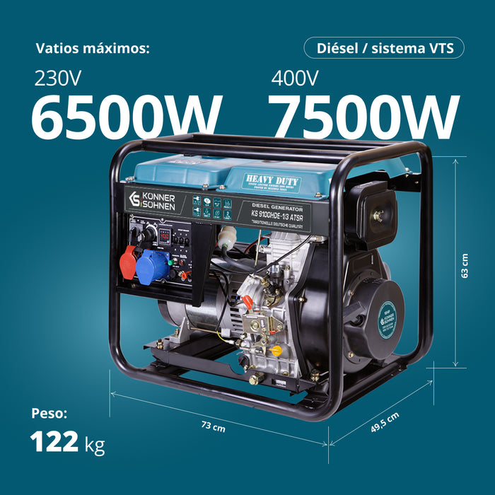 Generador diésel "Könner & Söhnen" KS 9100HDE-1/3 ATSR (EURO V)