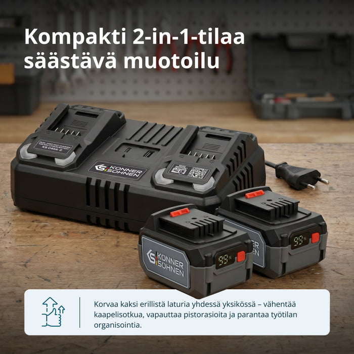 Dvojitá nabíječka pro dobíjecí baterie 20V KS C45A-2
