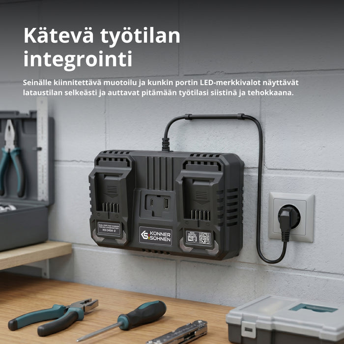 Dvojitá nabíječka pro dobíjecí baterie 20V KS C45A-2