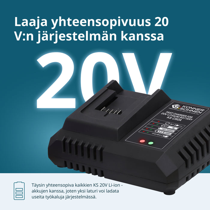 Rychlá nabíječka pro 20V lithiumovou baterii KS C90A