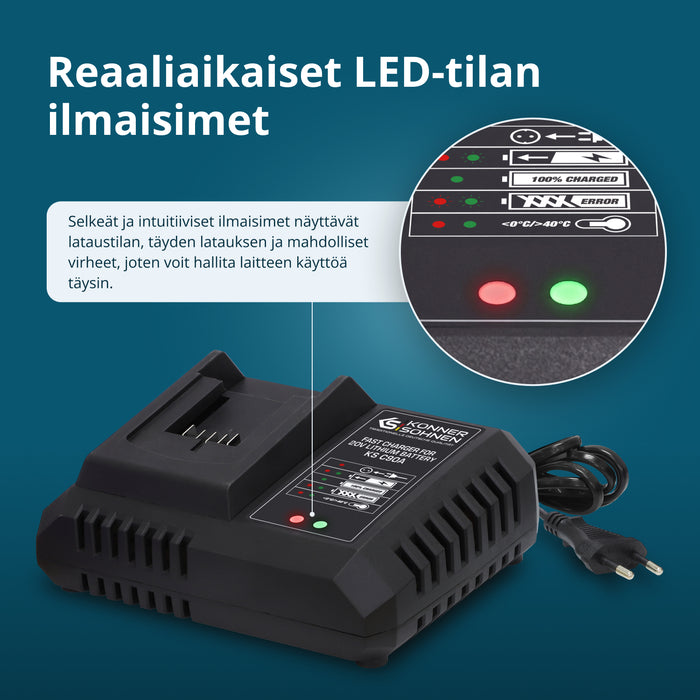 Rychlá nabíječka pro 20V lithiumovou baterii KS C90A