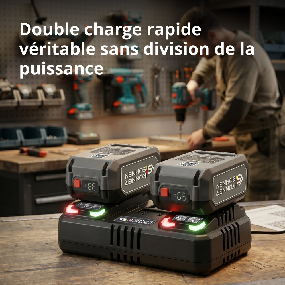 Chargeur double pour batteries rechargeables 20V KS C35A-2