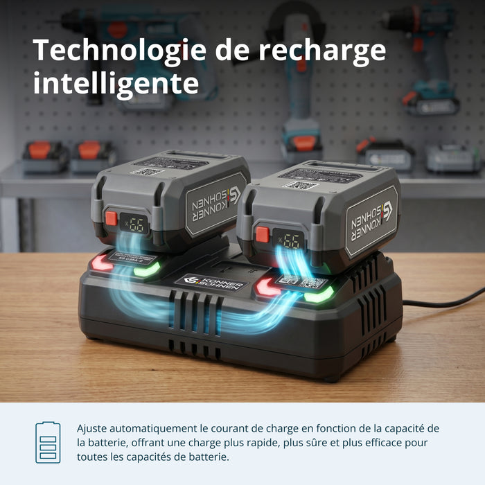 Chargeur double pour batteries rechargeables 20V KS C35A-2
