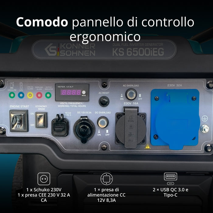 Generatore Inverter a Doppio Carburante KS 6500iEG