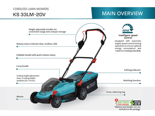 Vezeték nélküli fűnyíró KS 33LM-20V