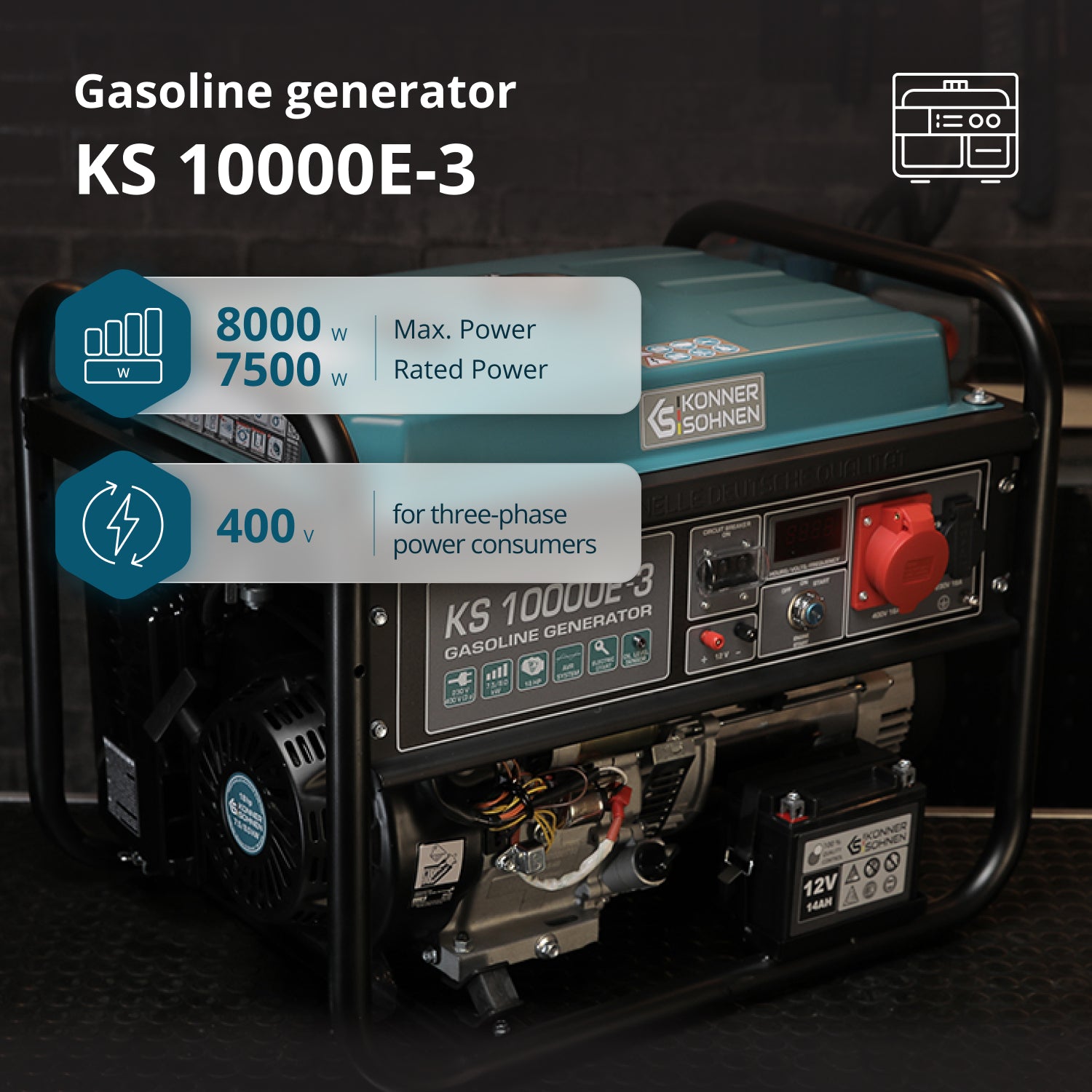 Bensiinikäyttöinen generaattori 'Könner & Söhnen' KS 10000E-3