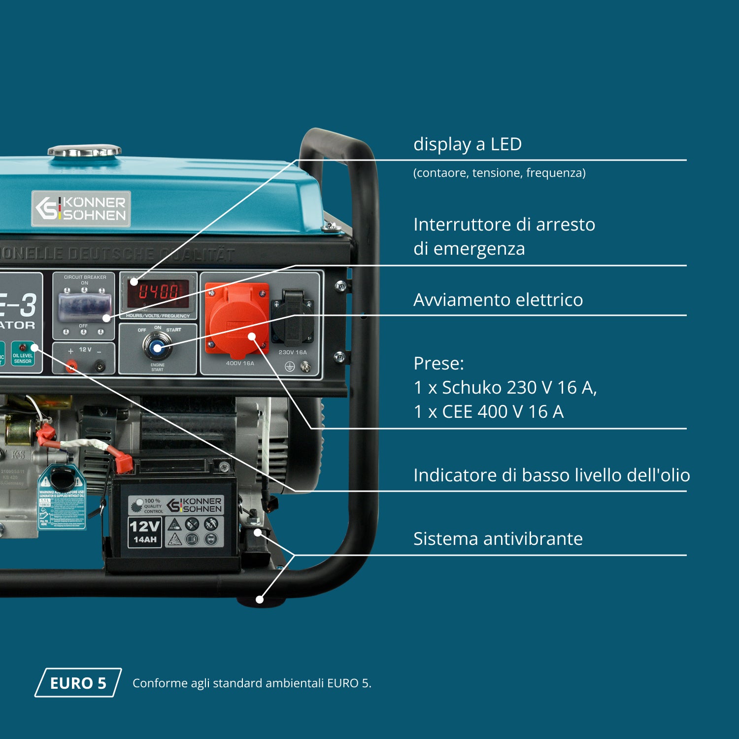 Generatore a benzina "Könner & Söhnen" KS 10000E-3