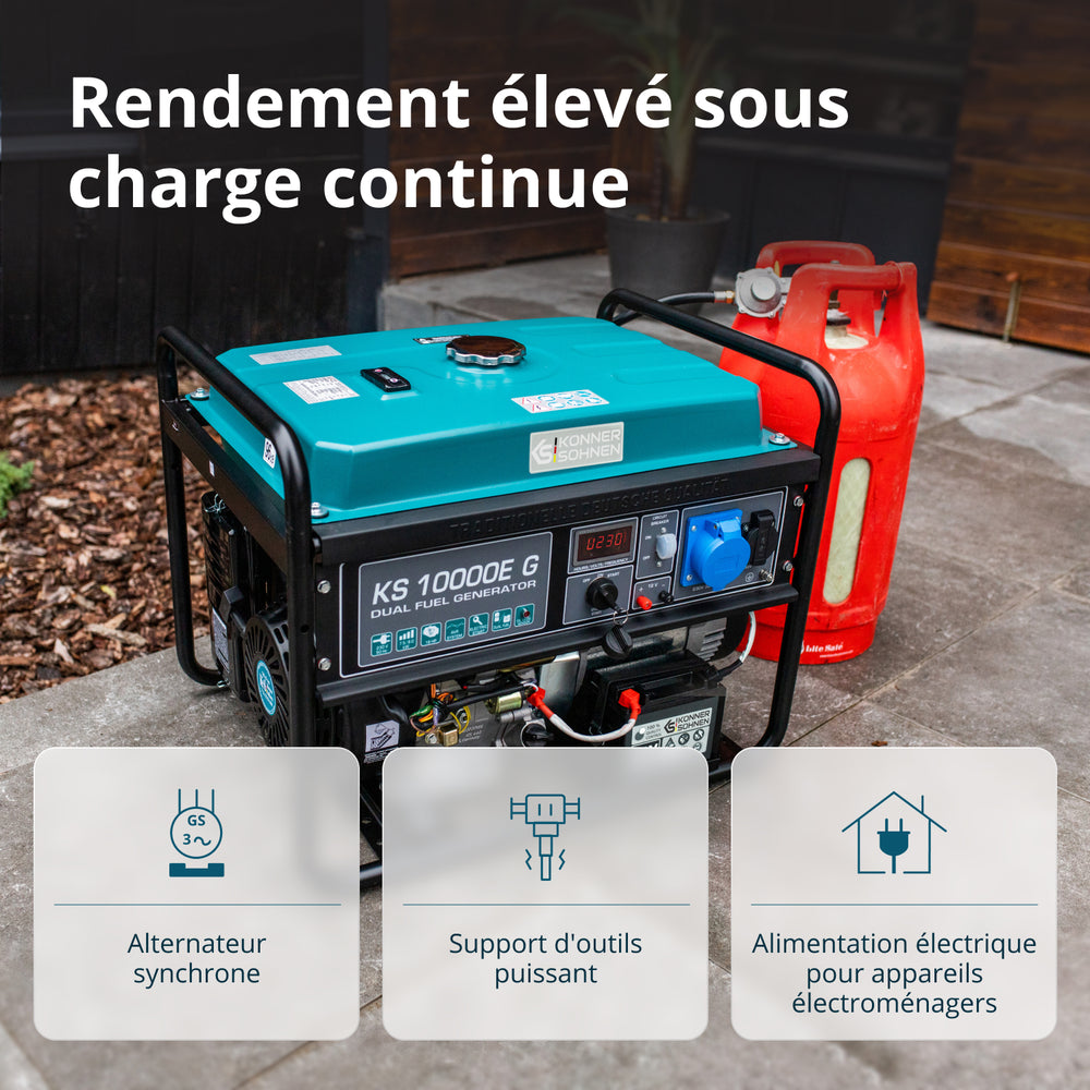 Groupe électrogène à essence/gaz "Könner & Söhnen" KS 10000E G