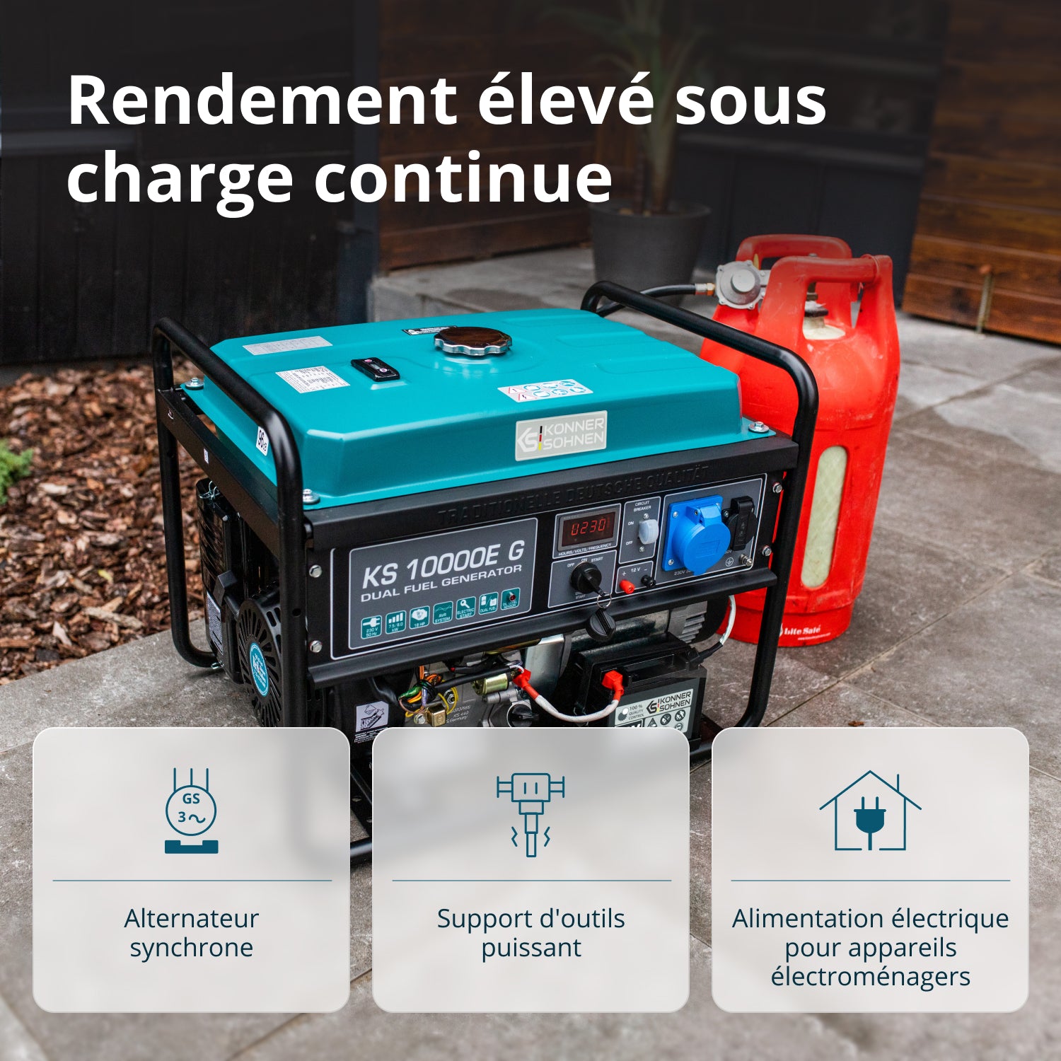 Groupe électrogène à essence/gaz "Könner & Söhnen" KS 10000E G