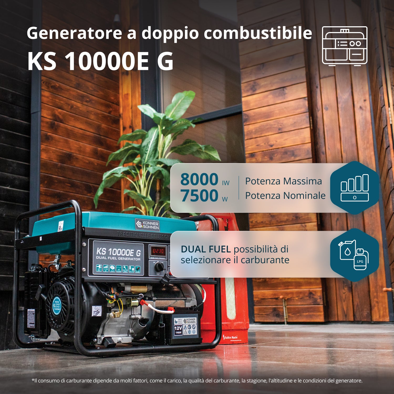 Generatore a GPL/Benzina Könner & Söhnen KS 10000E G