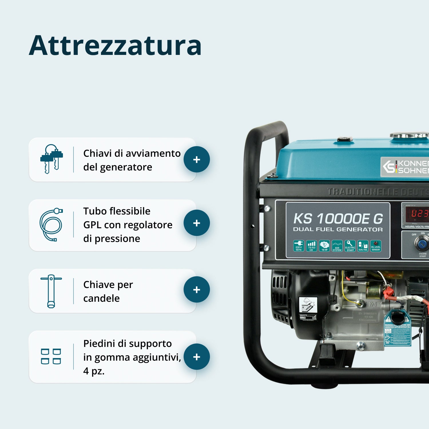 Generatore a GPL/Benzina Könner & Söhnen KS 10000E G