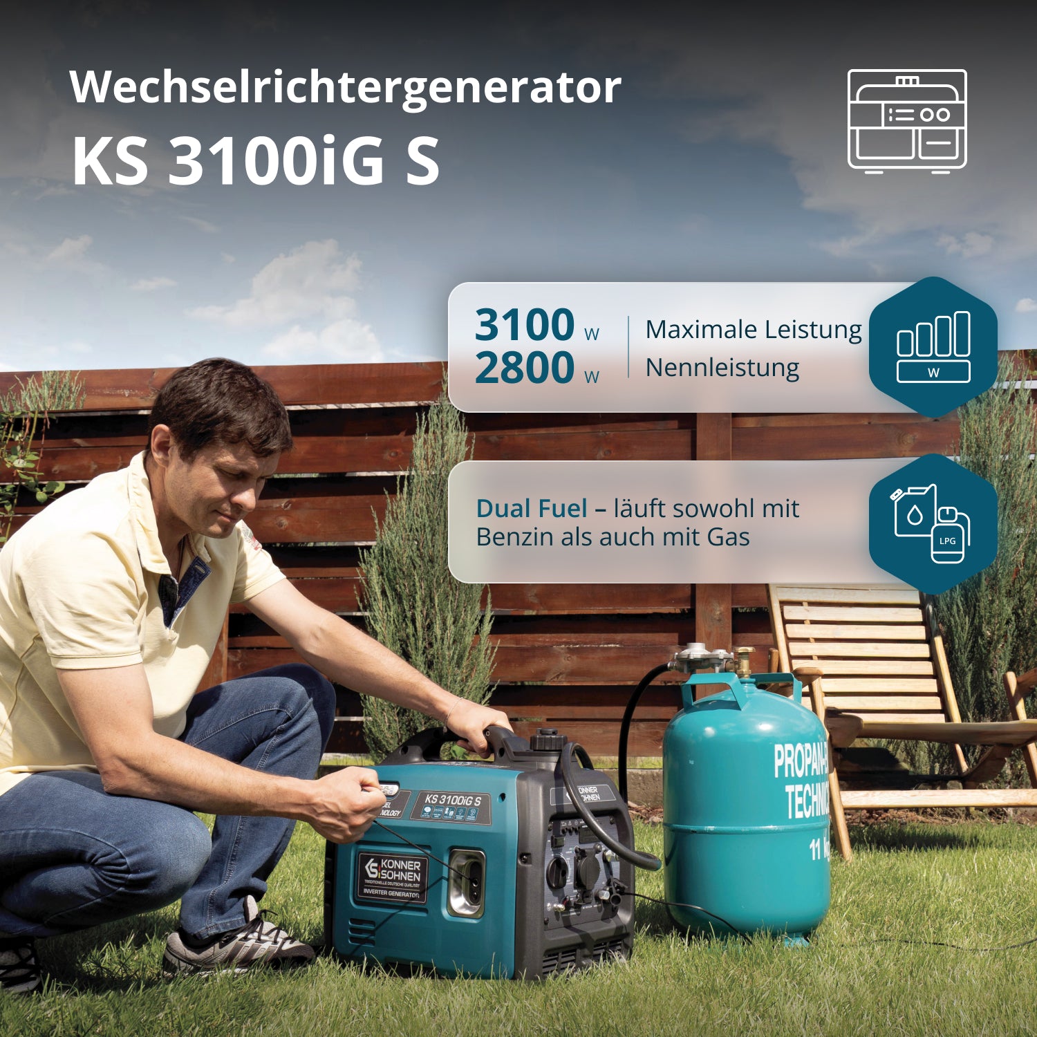LPG/Benzin-Inverter-Generator KS 3100iG S
