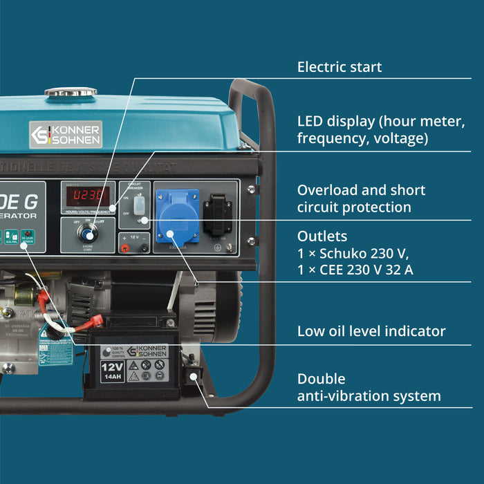 LPG/Benzin Generátor „Könner & Söhnen” KS 7000E G