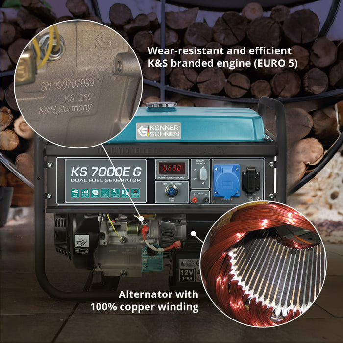 LPG/Benzin Generátor „Könner & Söhnen” KS 7000E G