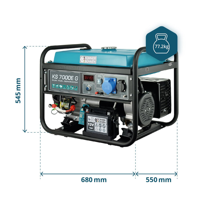 LPG/Benzin Generátor „Könner & Söhnen” KS 7000E G