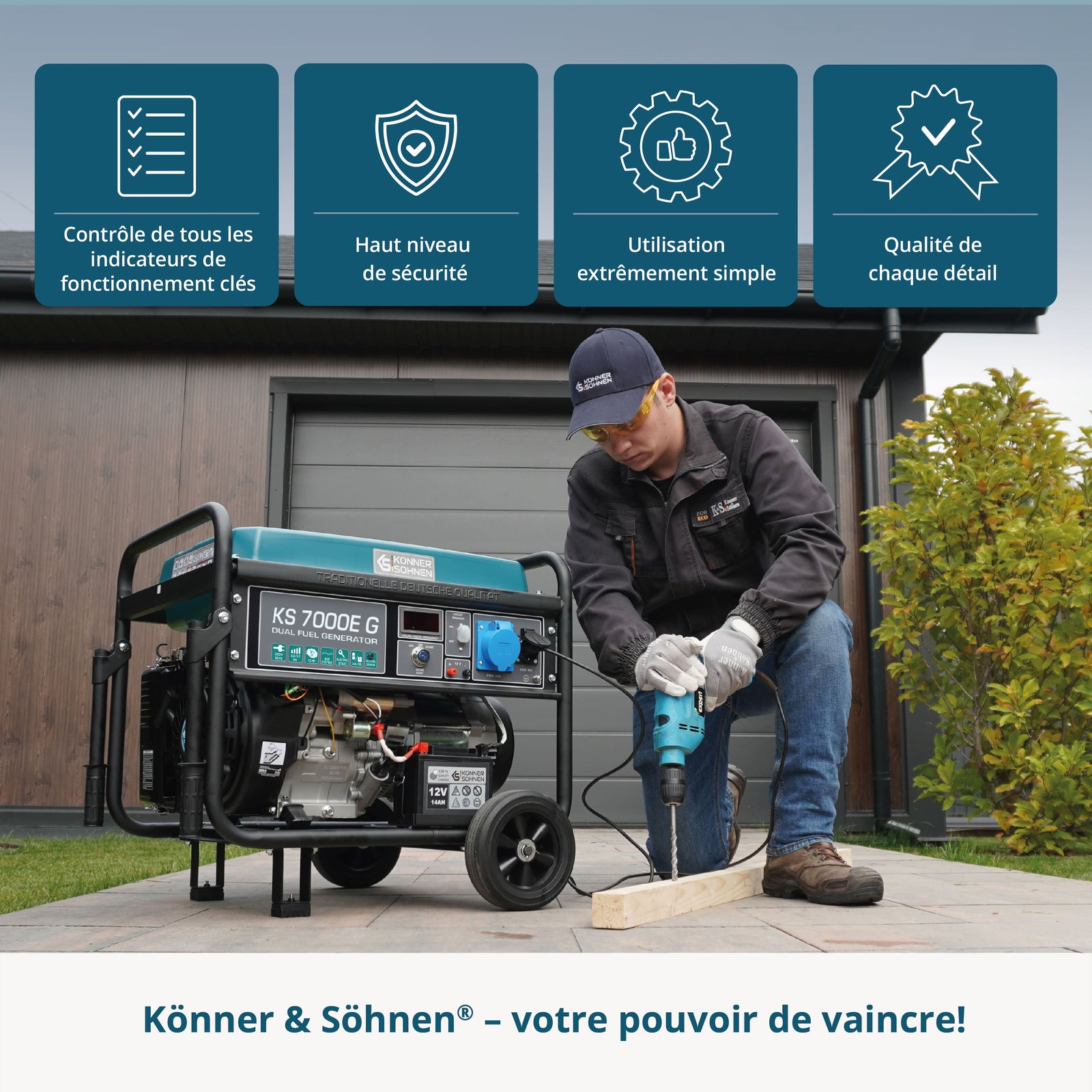 Groupe électrogène à essence/gaz "Könner & Söhnen" KS 7000E G