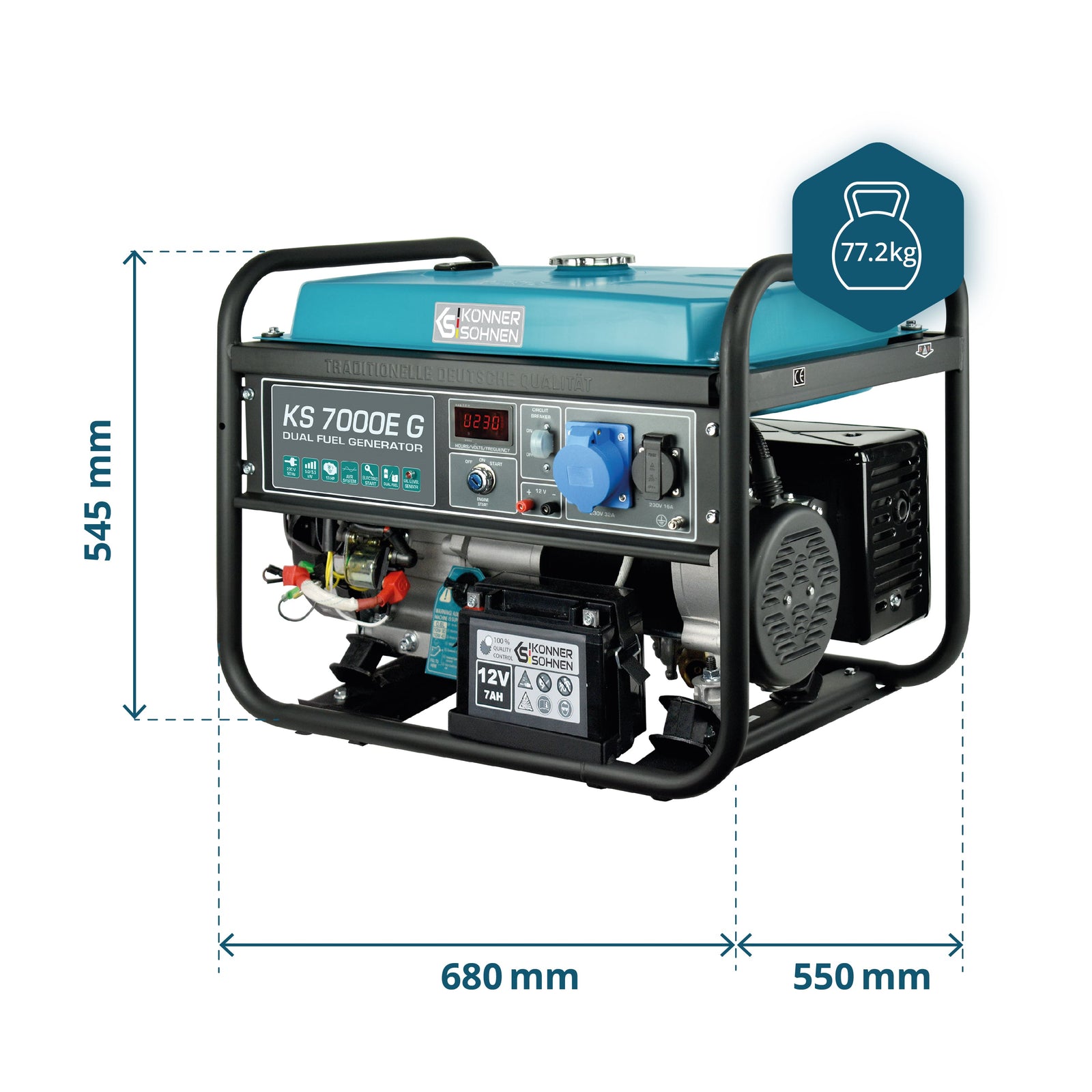 Groupe électrogène à essence/gaz "Könner & Söhnen" KS 7000E G
