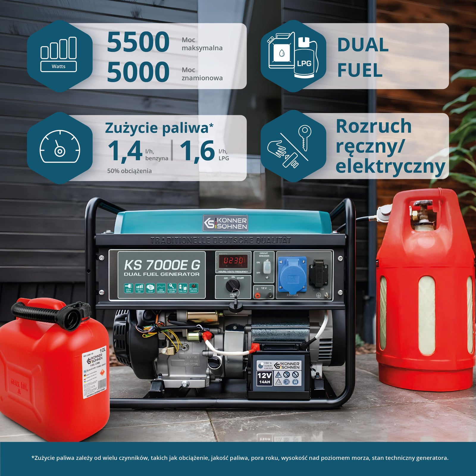 Generator LPG/Benzyna „Könner & Söhnen” KS 7000E G