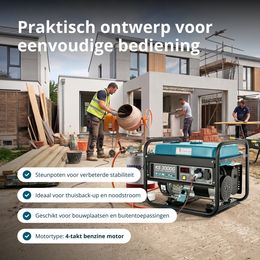LPG/benzinegenerator "Könner & Söhnen" KS 3000G (Refurbished – Zo goed als nieuw)