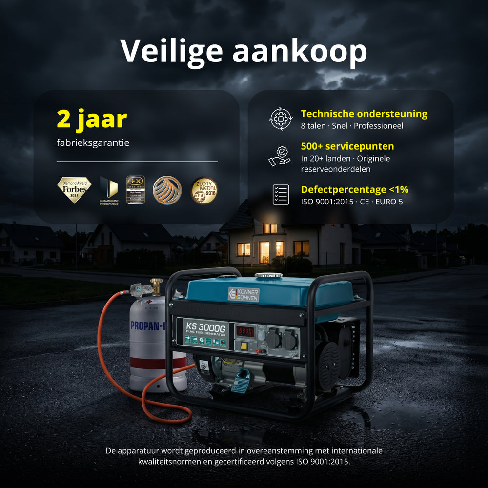 LPG/benzinegenerator "Könner & Söhnen" KS 3000G (Refurbished – Zo goed als nieuw)