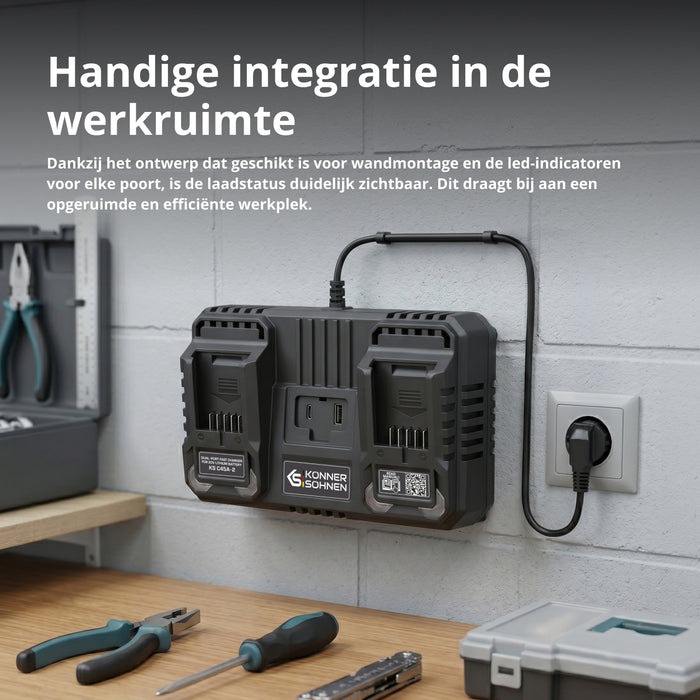 Dubbele oplader voor oplaadbare batterijen 20V KS C45A-2