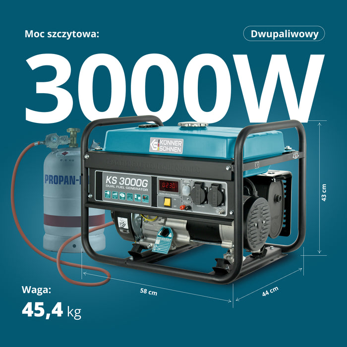 Generator LPG/Benzyna „Könner & Söhnen” KS 3000G (Odnowiony – stan idealny)