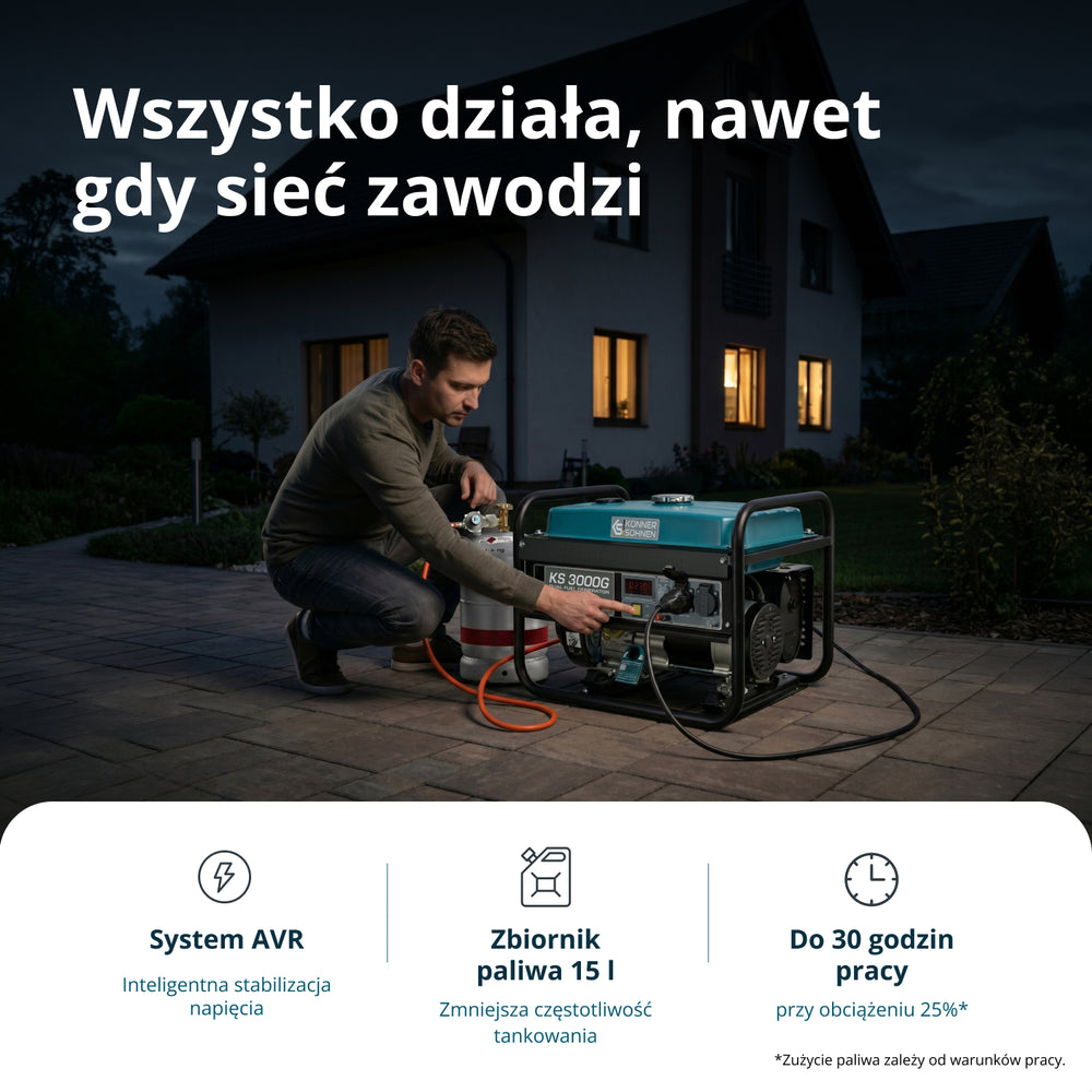 Generator LPG/Benzyna „Könner & Söhnen” KS 3000G (Odnowiony – stan idealny)